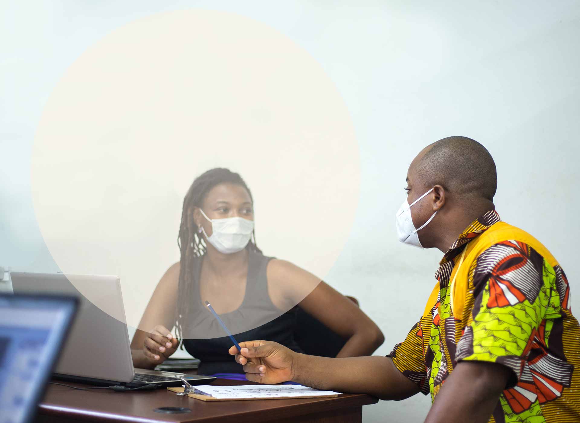 Lecturers of the Product Design Department wearing a mask