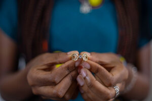 Student showcasing their ring