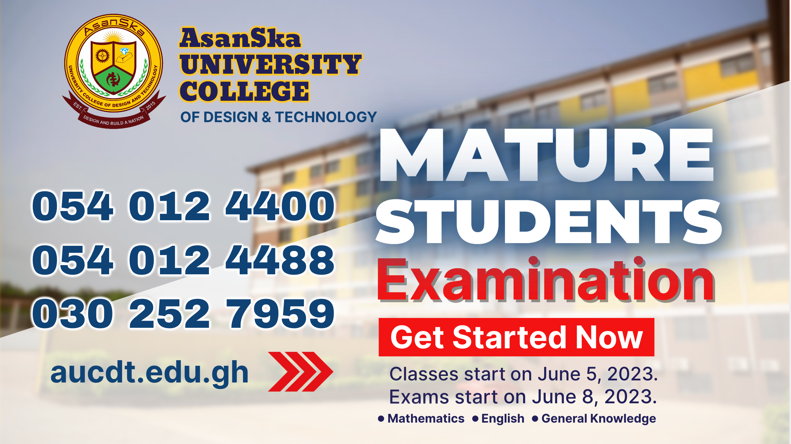 AUCDT Mature Students Examination 2023