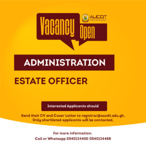 AsanSka University College of Design and Technology is in search of a qualified professional to fill the role of Estate Officer.